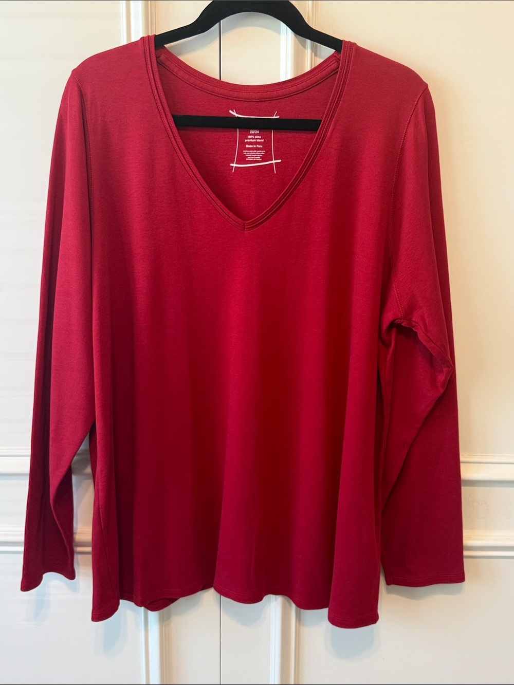 Lane Bryant Red V-Neck Long Sleeve Top